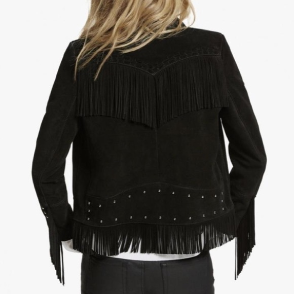 The Kooples Black Suede Fringe Jacket - Picture 7 of 7